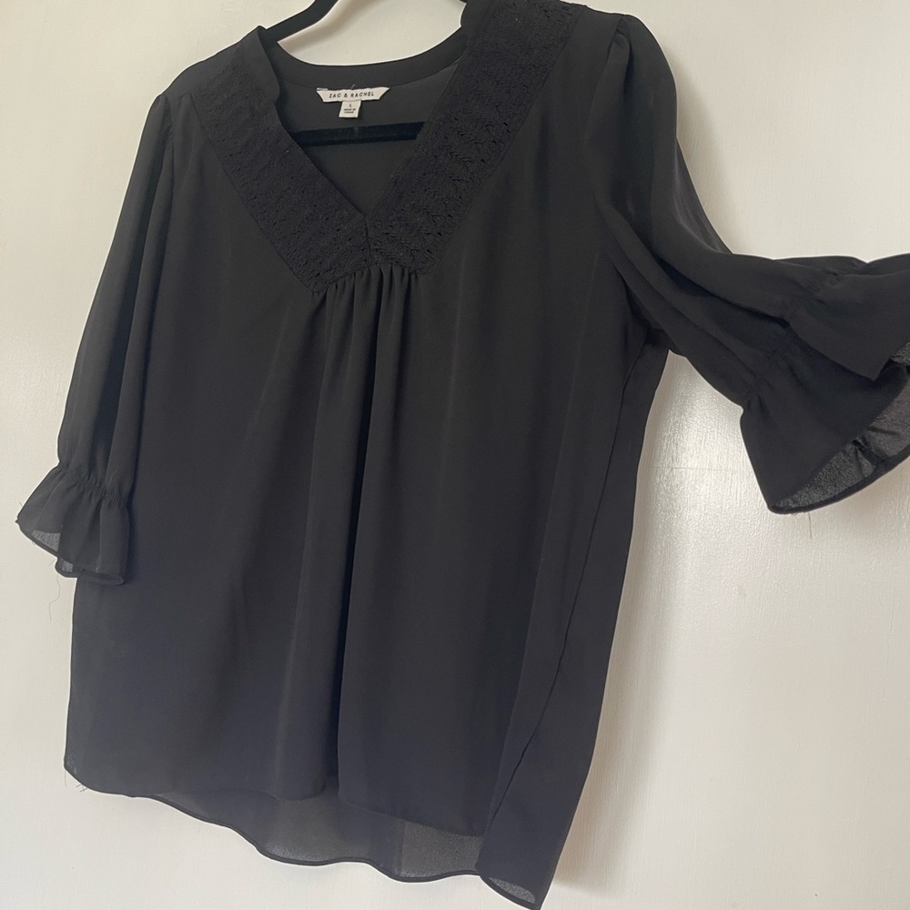 Zac & Rachel Black Blouse with Lace Trim